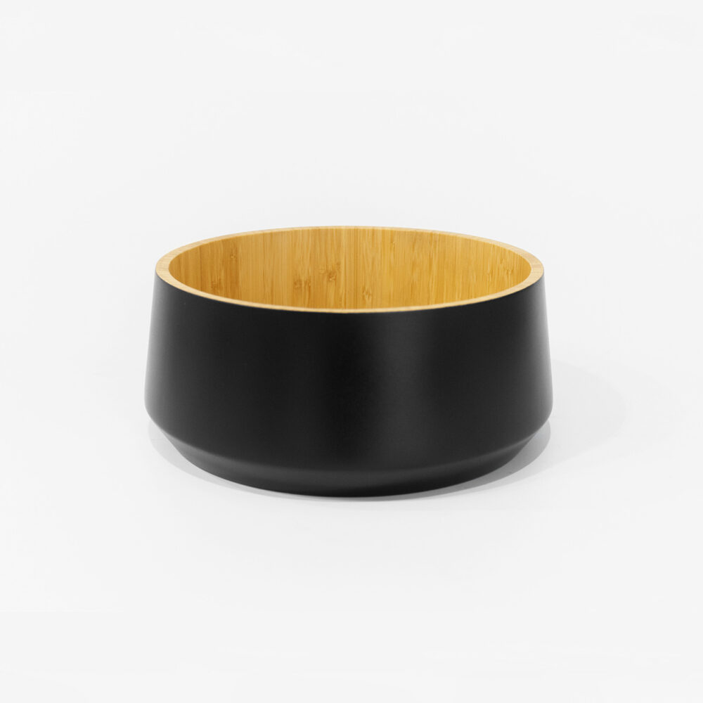 Medium black bamboo salad bowl