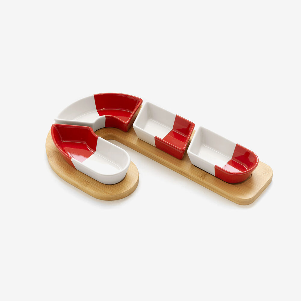 J shape bamboo serving set