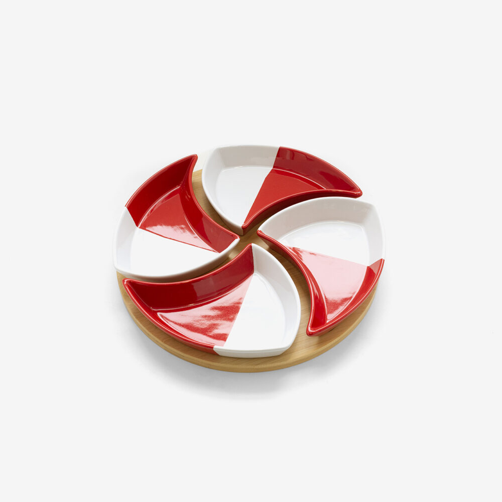 round bamboo serving set
