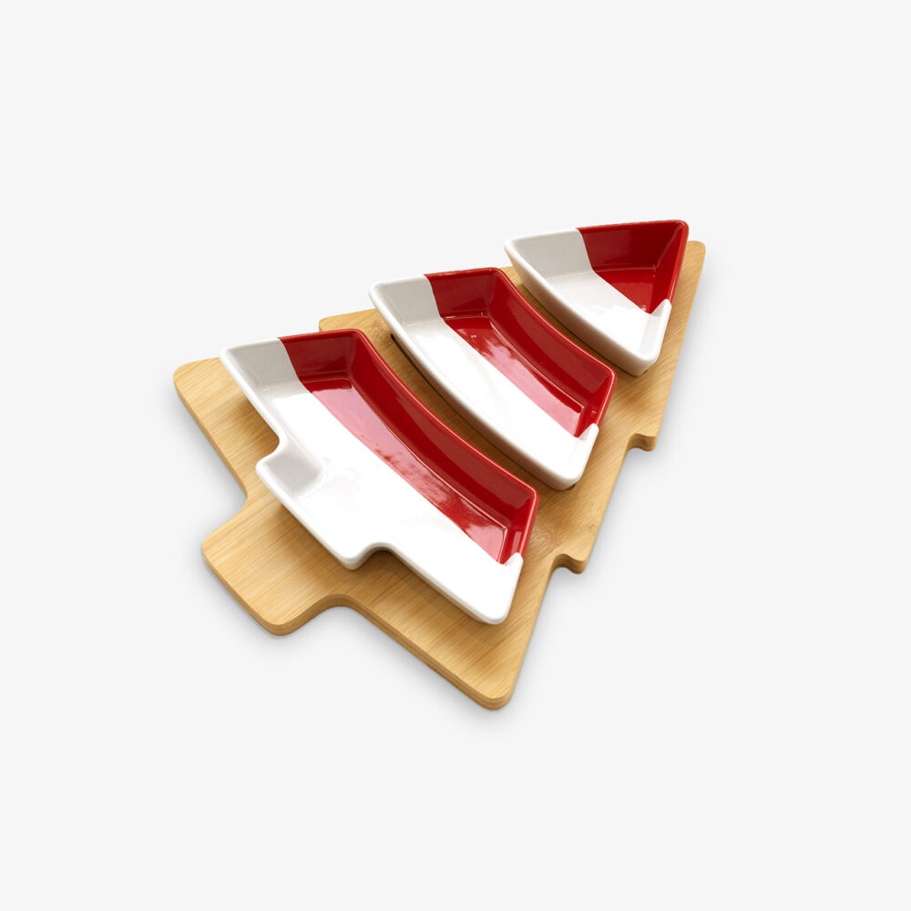 christmas tree shape bamboo serving set