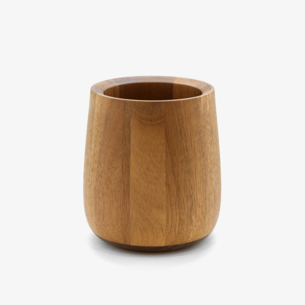 curve shape acacia utensil holder