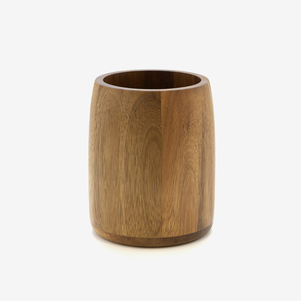 acacia utensil holder