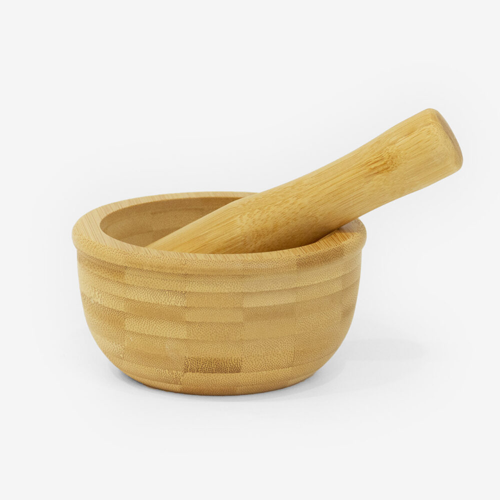 bamboo mortar and pestle