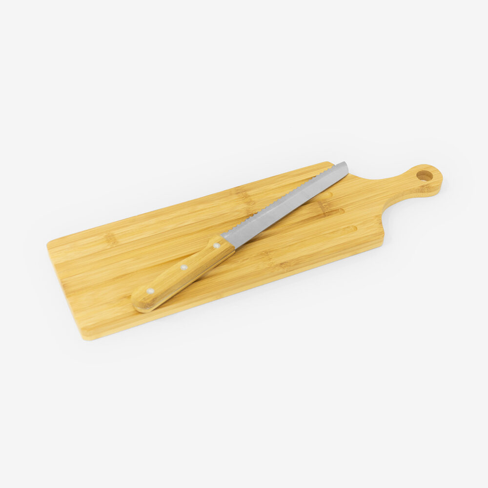 paddle bamboo bread cutting board set
