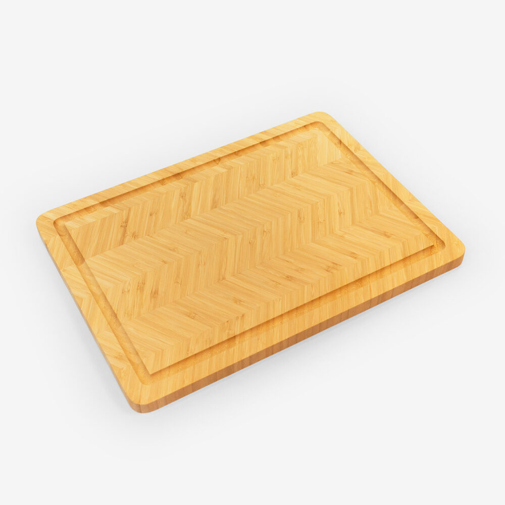 fishbone bamboo cutting board with groove