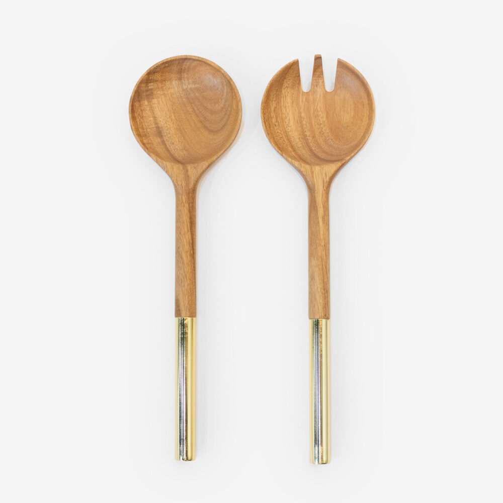 acacia utensil with metal handle