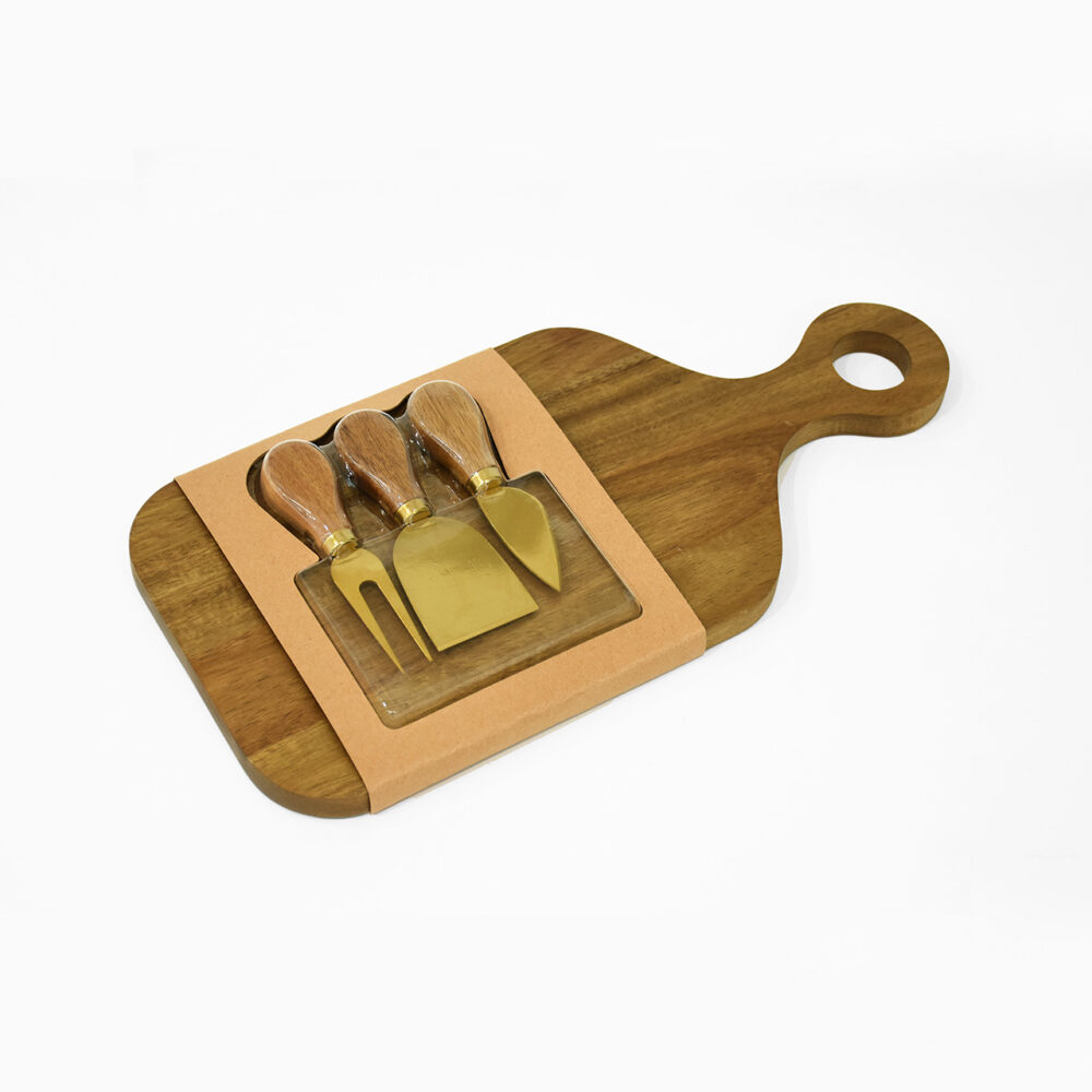 Set of 4 acacia cheese set